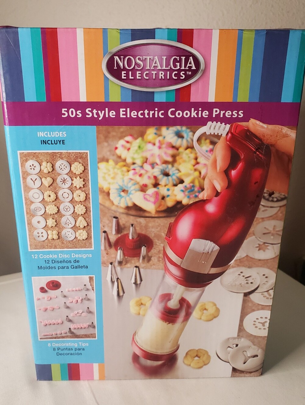 Nostalgia Electric 50s Style Cookie Press in Red